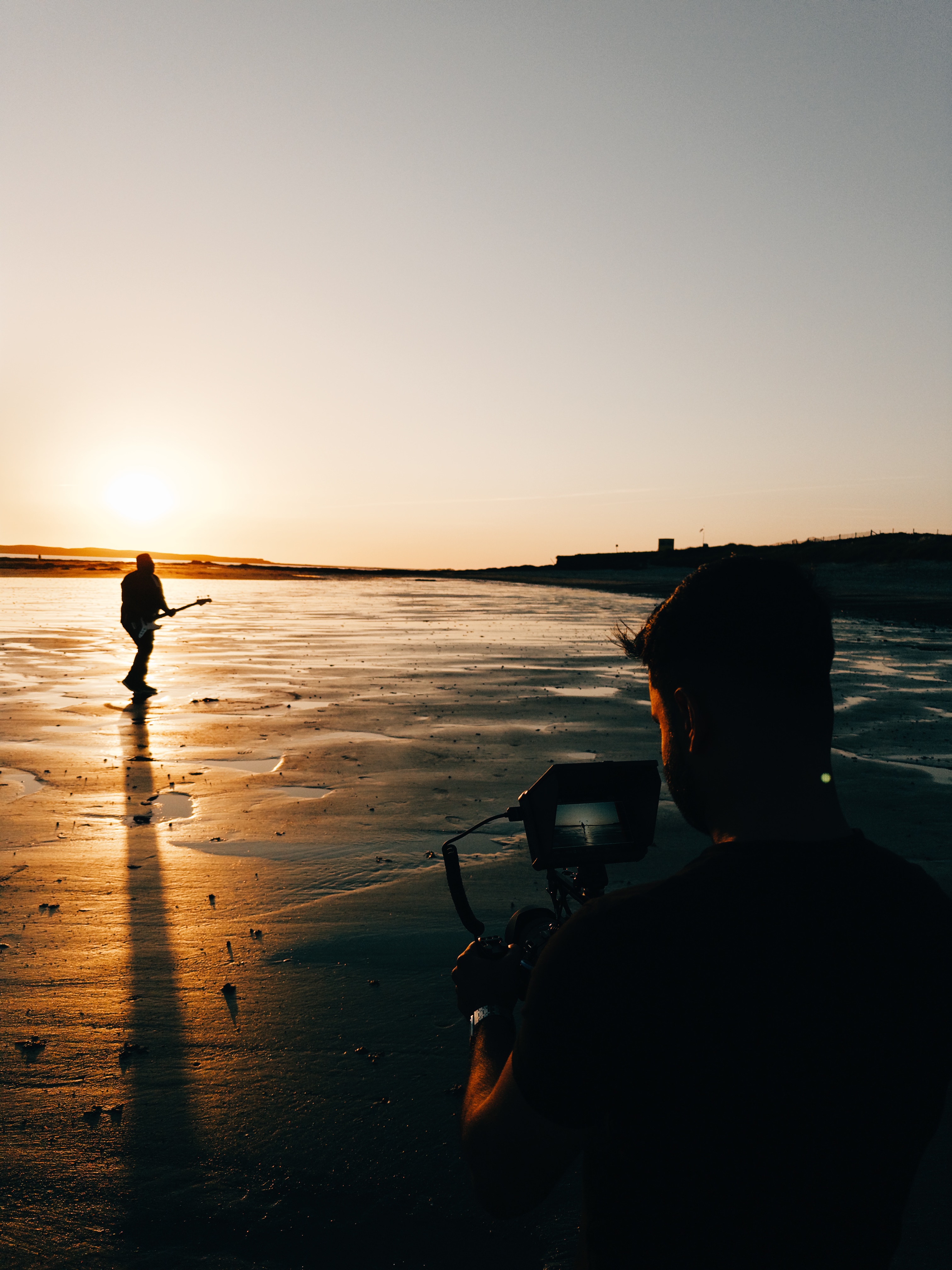 Filming on location on the west coast
